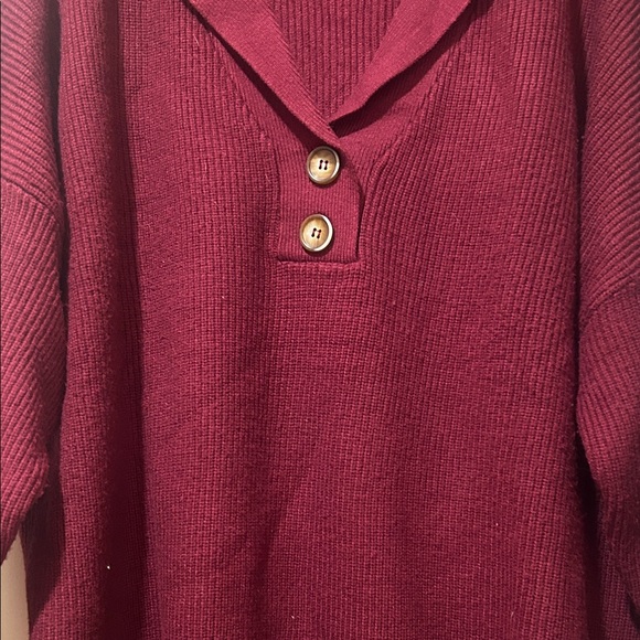 Elegant V-Neck Burgundy Sweater - Picture 3 of 6